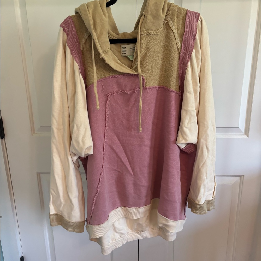 Pink and Cream Hooded Sweatshirt